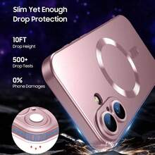 奢华金属漆软TPU手机壳，兼容 16、16 Plus、17、17e、17 Pro、17 Pro Max、7/8/SE2/SE3、7 Plus/8 Plus、XR、11、16e、16、16 Pro、16 Plus、16 Pro Max，防摔磁吸保护套 - 玫瑰金 - 查看 4
