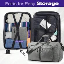 Fosmon Large Duffle Bag For Travel, 65L Duffel Bag, Foldable Duffle Bag Carry On Travel Bag Gym Bag Weekender Bag With Shoe Compartment, - Grey - View 3