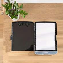 Large A4 File Box With Pen Slot, Plastic Desktop File Storage Box Integrated With Writing Board, All-In-One Design - Multicolor - View 3