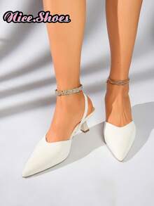 Giày sandal cao gót mũi nhọn, quai hậu tối giản, kiểu dáng mùa hè mới, thích hợp đi làm, hẹn hò, mặc hàng ngày, phong cách thanh lịch kiểu Pháp, màu be, đỏ rượu vang, cà phê đậm, đen. - trắng - Xem 6