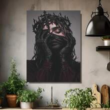1 Pieza Retrato de la Reina Oscura Impresión 2D Sin Marco Lienzo Impermeable Arte Gótico Estético Misterioso Regalo Ideal para Oficina Café Hogar Sala Dormitorio Aula Cocina Decoración de Pared - Enmarcado - Ver 4