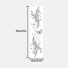 10 Tờ Hình Xăm Tạm Thời Hình Lá và Dây Leo Xanh Tươi, Kích Thước Lớn Dành Cho Nữ - Hình xăm tay lâu trôi, Hình dán cơ thể cho mặt, tay, ngực, eo, bụng, chân và bàn chân - Phong cách vẽ phác thảo, ngoài trời - màu đen - Xem 4