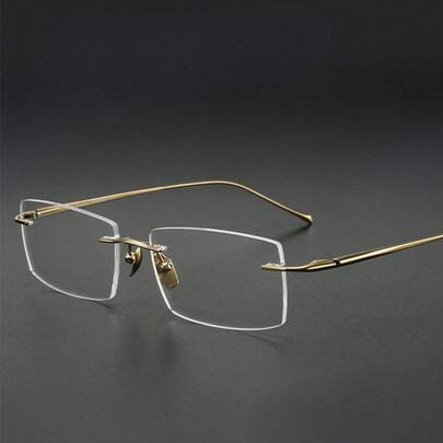 Gafas graduadas de titanio sin montura y con borde dorado para hombre, ultraligeras, cómodas, elásticas, con lentes fotocromáticas y protección la luz azul, adecuadas para mujer.