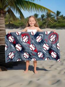 1 pieza Toalla de playa con tema de béisbol para niños, manta de playa extra grande de microfibra súper suave, toalla de baño súper absorbente, adecuada para viajes, piscina, buceo, surf, yoga, camping, disponible en varios tamaños, accesorios de playa para playa, piscina, viajes, camping, yoga - Multicolor - Ver 8