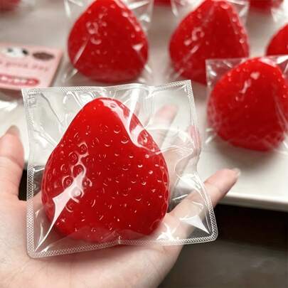 1Pc Multicolor Realistic Strawberry Squeeze , Soft Silicone-Like Texture, Slow Rebound Creative Desk Decor, Stress Relief Fidget For Office Workers, Suitable For Squishy Stress Toy,Graduation,Graduation Party Supplies 2026,Party Supplies,Toys For Adults Women