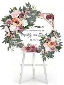 2pcs Artificial Pink Flower Wedding Arch Decor, 20ft White Shiny Arch Drape Fabric For Wedding Ceremony And Reception, Baby Shower Decoration, Birthday Graduation Celebration, Garden Party (Pink) - Pink - View 8