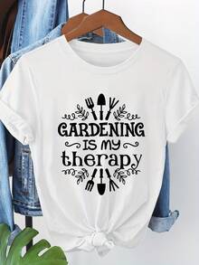 Short-Sleeved T-Shirt With Card Print 8378 - 白色 - 查看 1