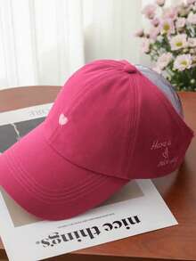 1顶女士爱心刺绣马尾辫开口棒球帽，夏季多功能遮阳帽 - 彩色 - 查看 10