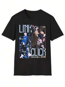 Black Pure Cotton T-Shirt 180g Printed - Premium Crew Neck, 100% Natural Cotton, Ultra Soft, Machine Washable, Versatile For Outdoor Outings Or Holiday Gifts, Optimal Comfort - 黑色 - 查看 1