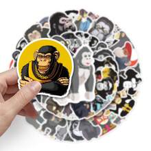 50Pcs Monkey Theme Stickers, Cute Cartoon Monkey Stickers With Funky Poses Cartoon Crazy Monkey MeMe Stickers Funny Gorilla Cute Stickers Fun MeMe Decor DIY Stickers Graffiti Stickers Aesthetic Stickers Vinyl Waterproof Stickers For Journaling Computer Scrapbook Luggage Water Bottle Phone - Multicolor B - View 4