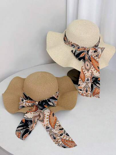 1 pieza Sombrero de sol de papel con mariposa retro, elegante y bohemio, con lazo, transpirable y de ala ancha, adecuado para mujer en primavera y verano, para viajes al aire libre