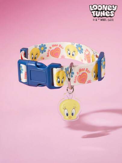 LOONEY TUNES X PETSIN Cartoon Flower Printed Pet Basic Dog Collar
