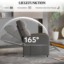Devoko Single Armchair, Armchair With Reclining Function, Single Armchair With Adjustable Footrest And Backrest, Suitable For Living Room/Home Office, With Side Pockets - 查看 5