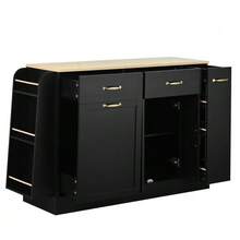 Modern Sideboard With Various Drawers, Buffet Cabinet With Waste Bin Compartment And External Spice Rack For Dining Room, Living Room And Kitchen (Black) - Black - View 8