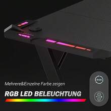 Gaming Desk, 80/120/140/160cm Gaming Table, Ergonomic Gamer Table Ergonomic PC Computer Table Stable Table With Cup Holder Black - Black - View 6