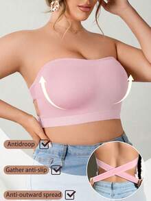 Sujetador inalámbrico con hebilla lateral para mujer de talla grande, sujetador sin costuras transpirable y con agarre antideslizante para uso diario - Rosa - Ver 4