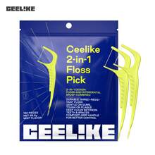 Ceelike Fashion 牙線與牙籤套組，150入薄荷口味，便攜式牙齒清潔工具牙籤 - 青檸色 - 查看 9