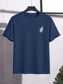Camiseta de manga corta con cuello redondo y diseño sencillo para hombres WDH8 - Beis - Ver 6