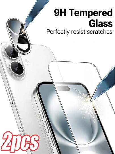 2-In-1 Set: 1 High-Definition Glossy Screen Protector + 1 Lens Protector Cover, High-Hardness Scratch-Resistant Tempered Glass Phone Screen Protector, Compatible With IPhone 17e/17 Pro Max/17 Pro/17 Air/17/16/16 Pro/16 Plus/16 Pro Max/15/15 Plus/15 Pro/15 Pro Max/14/14 Plus/14 Pro/14 Pro Max/13 Mini/13/13 Pro/13 Pro Max/12 Mini/12/12 Pro/12 Pro Max/11/11 Pro/11 Pro Max And Other Models.