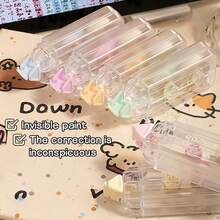 6 PIEZAS Cinta correctora de papel de base de color mini - Estilo transparente y simple, utilizada para cubrir errores de escritura con una cobertura fuerte y no se rompe fácilmente. Adecuada para el aprendizaje diario, la corrección y la corrección - Multicolor - Ver 3