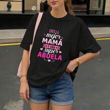 Camiseta Negra con Estampado Eres la Mejor Mama y Una Super Abuela para Regalo de Madre - Negro - Ver 3