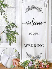 2pcs/Set - Adjustable "Welcome To Our" Wedding Sign Stand + Wedding Welcome Banner / Standard Ceremony Banner, Suitable For Wedding, Birthday Party, Baby Shower, Graduation Ceremony And Holiday Party Decorations - Multicolor - View 5