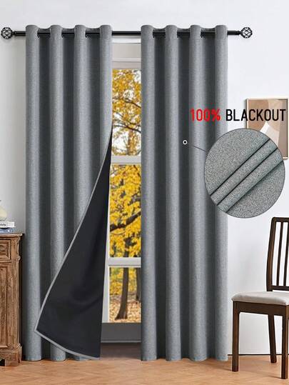 1 pieza Tela de cortina térmica opaca - 99% resistente a los rayos UV, poliéster, con ojales y bolsillo para barra, tejido liso no blanqueable, tema artístico para dormitorio, revestimiento térmico opaco, reduce el ruido - ideal para dormitorio, estilo rústico y sueño profundo en la escuela (peso de la tela 280g)