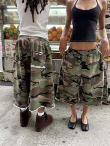 Women's Camouflage Pattern Pocket Loose Casual Bermuda Shorts Women Cargo Shorts Camo Shorts - 迷彩 - 查看 3
