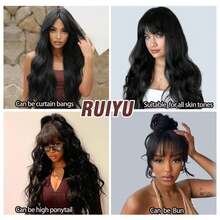 24-40 Inch Black Straight HD Lace Front Wigs Human Hair Wigs With Bangs For Women Straight Wear And Go Glueless No Lace Closure Wigs For Beginners Brazilian Virgin Human Hair Middle Part For Women - Body Wave - 查看 8