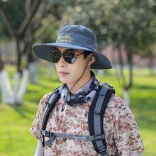 1顶男士透气遮阳帽，户外钓鱼帽，宽檐渔夫帽，徒步防晒帽，夏季 - A - 查看 10