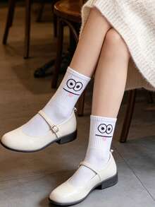 5 Pairs Cute Big Eyes Cartoon Breathable Mid-Calf Socks For Women, Summer Long Tube Socks, Student Socks - Multicolor - View 2
