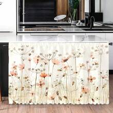 1 pieza Mantel corto de felpa de poliéster con estampado floral colorido, cortina colgante conveniente para gabinetes de cocina, decoración ideal para el hogar en la cocina, lavandería, armarios de almacenamiento, también se puede usar como cenefa de ventana - Multicolor - Ver 9