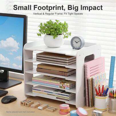 5-Tier Stackable Letter Tray Home Office Desk Paper Document Organizer File Tray
