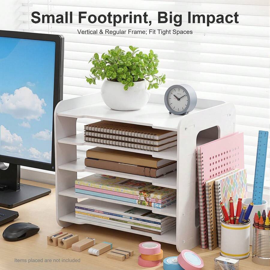5-Tier Stackable Letter Tray Home Office Desk Paper Document Organizer File Tray - View 1