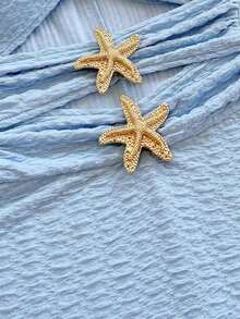 Mono de mujer con decoración de estrella de mar hueca, adecuado para fiesta y uso en casa - Celeste - Ver 4