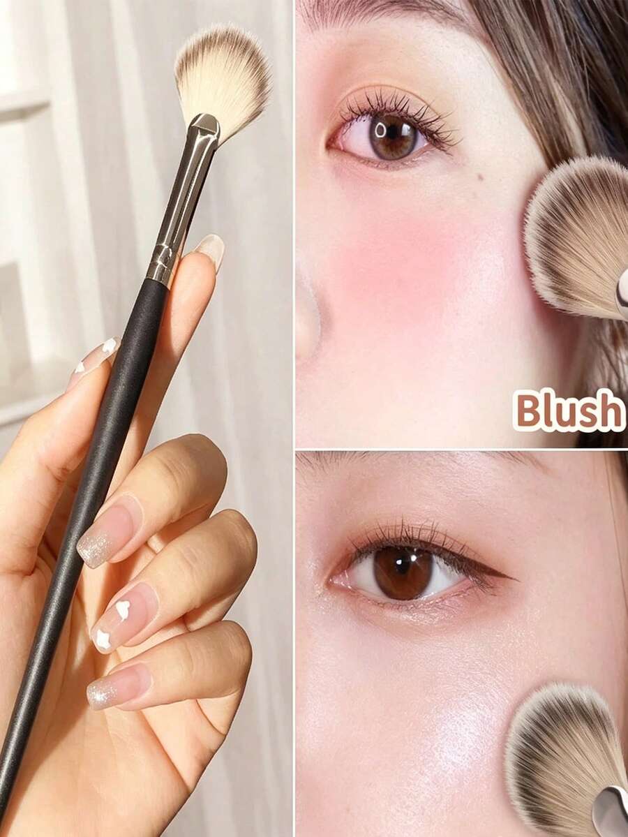 Cọ tán má hồng hình quạt, cọ highlight, cọ phấn phủ mềm mại dành cho người mới bắt đầu và sinh viên. - Nhiều màu - Xem 1