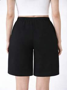 New Arrival Women's Fashion Casual Elastic Waist Shorts, Versatile For Summer Black - Black - View 2