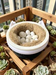 3pcs/Set Hand-Woven Brown Cane Toad Wreath Bird House Featuring A Durable Bracket, Material Pad, And Hanging Design For Bird Shelter And Comfort, For Breeding & Decoration, Outdoor Balcony Sparrow Nest, Bird Cage Available In Different Sizes - View 3