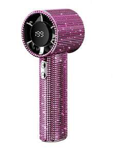 奢华全钻便携式迷你手持风扇，USB-C充电式涡轮风扇，风速可调，静音风扇，夏季礼盒装 - 彩色 - 查看 9