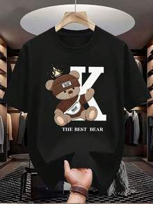 Camiseta de manga corta de cuello redondo con eslogan y gráfico de automóvil, de uso casual y versátil para uso diario - Negro - Ver 10
