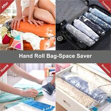 6pcs Roll-Up Travel Vacuum Storage Bags, Lightweight Reusable Space-Saving, Clothing Storage Bags, Suitable For Suitcases Travel Bags Organization, Cruise Trips Home Closet Dual Use, Travel And Home Essential - Clear - View 10