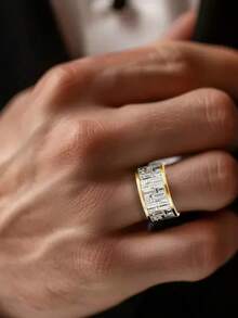 1枚奢华立方氧化锆石戒指，适合女性佩戴，是婚礼、订婚、周年纪念派对、情人节礼物的理想之选。 - 1# - 查看 3