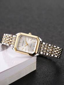Bộ 2 chiếc đồng hồ nữ thời trang thường ngày, mặt vuông tối giản, máy quartz thanh lịch + vòng tay (Không bao gồm hộp đồng hồ) - Nhiều màu - Xem 8