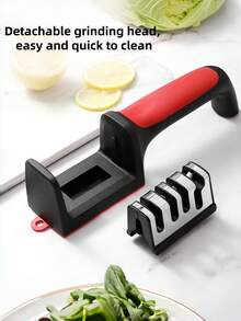 1pc Multi-Function Knife Sharpener, Household Sharpening Stone, Rapid Knife Sharpener With Fixed Angle For Scissors, Knives, Fully Automatic Blade Sharpening, Portable Sharpening Tool - Black - View 5