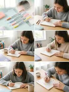 Premium Dual-Tip Highlighter, Large Tip For Smooth Writing, Small Tip For Precise Marking, Suitable For Drawing, Highlighting, Marking, Ideal For Study And Office - Sets - View 3