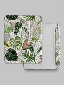 1个植物叶子图案平板电脑保护套，适用于iPad 7/8/9平板电脑，2022款Apple Air 5/4/3第九代10.2英寸三折平板电脑Pro 11英寸平板电脑iPad 11（A16 2025）支架第十代保护套 - 彩色 - 查看 2