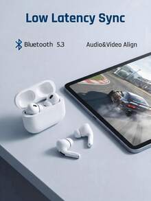 V5.3蓝牙耳机，具备ENC降噪功能、强劲低音立体声、24小时超长续航、轻巧入耳式设计、免提通话功能，兼容所有智能手机 - 查看 3