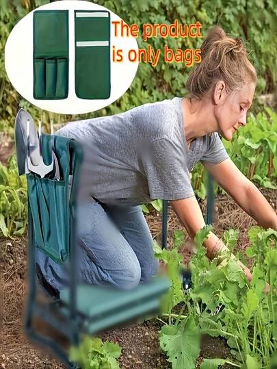 Bolsa de almacenamiento de tela Oxford duradera para rodillera de jardín, cuadrada y lavable con 3 bolsillos para herramientas de jardinería y plantación de césped