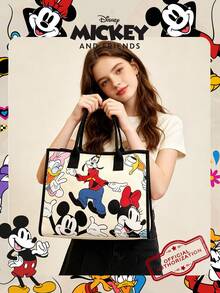 1 Túi vải canvas chính hãng Disney Mickey & Friends, dung tích lớn, túi đeo vai, in hình hoạt hình dễ thương, có thể tái sử dụng, túi xách mua sắm, túi tote thông thường, dành cho nữ/bé gái/học sinh/người hâm mộ/giới trẻ, thích hợp cho trường học, công việc, du lịch, mua sắm, sử dụng hàng ngày. - Nhiều màu - Xem 8