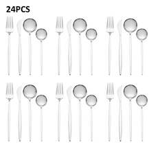 Versatile 24-Piece Stainless Steel Flatware Set For 6 – Elegant Dining Essentials For Holiday Dinners, Family Gatherings & Everyday Celebrations - Silver - View 4